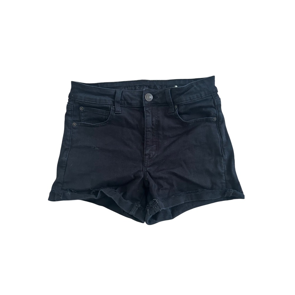 American Eagle Ne(x)t Level Stretch Black Denim High Waisted Shorts. Sz. 3.